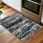KOZYFLY Modern Abstract Entryway Rugs 2x3, Washable Kitchen Rug Non-Slip Soft Small Bathroom Rug, Black Grey Striped Small Area Rugs Print Faux Wool Doormat for Bedside Entrance Bedroom Sink