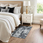 Washable Area Rugs 3x4 Non-Slip Modern Abstract Soft for Living Room Entryway Bedroom Nursery, Print Pattern, Black Navy Blue Gray