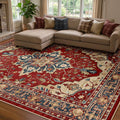 RELEANY Washable Area Rug, 8'x10', Red/Blue