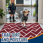 OLANLY Front Door Mat, Non-Slip Rubber Backing, Dirt Resistant and Absorbent, Washable, Easy to Clean Low-Profile Indoor Doormat for Back Door, Entryway, Inside Entrance, 48x32, Burgundy