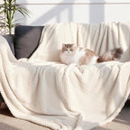 Whale Flotilla Extra Large Fuzzy Fleece Throw Blanket for Couch, 50x70 Inch Fluffy Warm Soft Jacquard Blankets for All Season, Lightweight and Cozy, Ivory