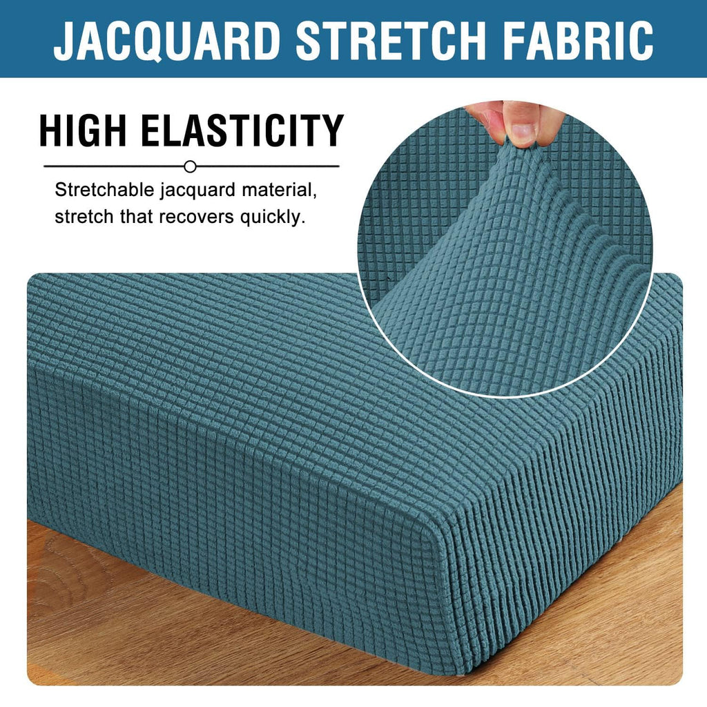 H.VERSAILTEX Super Stretch Individual Seat Sofa Covers Couch Slipcover Sets Thick Jacquard Textured Twill Fabric (3 Piece Sofa Cushion Covers, Storm Blue)