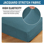 H.VERSAILTEX Super Stretch Individual Seat Sofa Covers Couch Slipcover Sets Thick Jacquard Textured Twill Fabric (3 Piece Sofa Cushion Covers, Storm Blue)