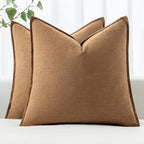 MIULEE Decorative Linen Pillow Covers 20x20 Inch Brown Boho Farmhouse Neutral Couch Throw Pillows for Bed Pack of 2 Accent Modern Pillowcase Sofa Livingroom Home Decor