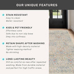 Vintage Beige Blue 3x12 Runner Rug for Hallway, Kitchen, Bathroom, Entryway Indoor, Washable Non Slip Rubber Backing Stain Resistant - Botanical Home Decor