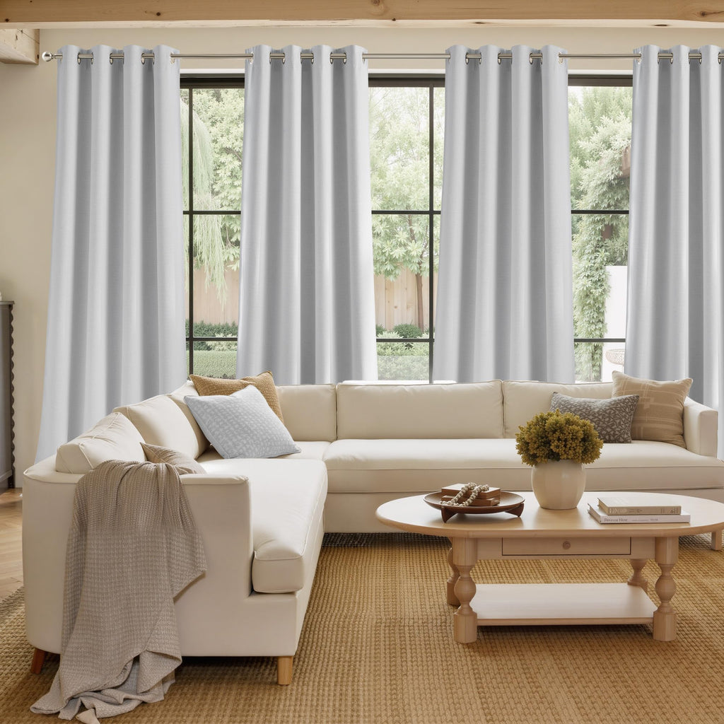 NICETOWN Greyish White Faux Linen Room Darkening Rod Pocket Curtains 63 inch Length, W42 x L63, Light Blocking Thermal Insulated Noise Reducing Drapes for Bedroom Living Room Farmhouse Decor, 2 Panels
