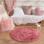 Ashler Faux Fur Rug, Fluffy Shaggy Area Rug Ultra Soft 3 x 3 Feet Sheepskin Fur, Blush Pink Fuzzy Rug Machine Washable Shag Rug, Nursery Decor Throw Rugs for Bedroom, Living Room, Kids Room
