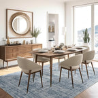 Washable Area Rug 8x10, Large Soft Rugs for Living Room Vintage Blue 8x10 Area Rugs for Bedroom Dining Room Non-Slip Stain Resistant Under Table Rug
