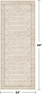 Cream 2x5 Runner Rugs for Bathroom Floor, Geometric Floral Throw Rugs Washable for Entryway, Kitchen, Bedroom, Laundry Room Beige Farmhouse Modern Neutral Home Décor, Low Pile Soft Non Slip Carpet