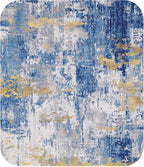 Washable Area Rugs7'x9' Non-Slip Modern Abstract Soft for Living Room Entryway Bedroom Nursery, Print Pattern, Grey Blue Gold/Golden