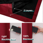 ChrisDowa 100% Blackout Curtains for Bedroom 2 Panels Set with Black Liner