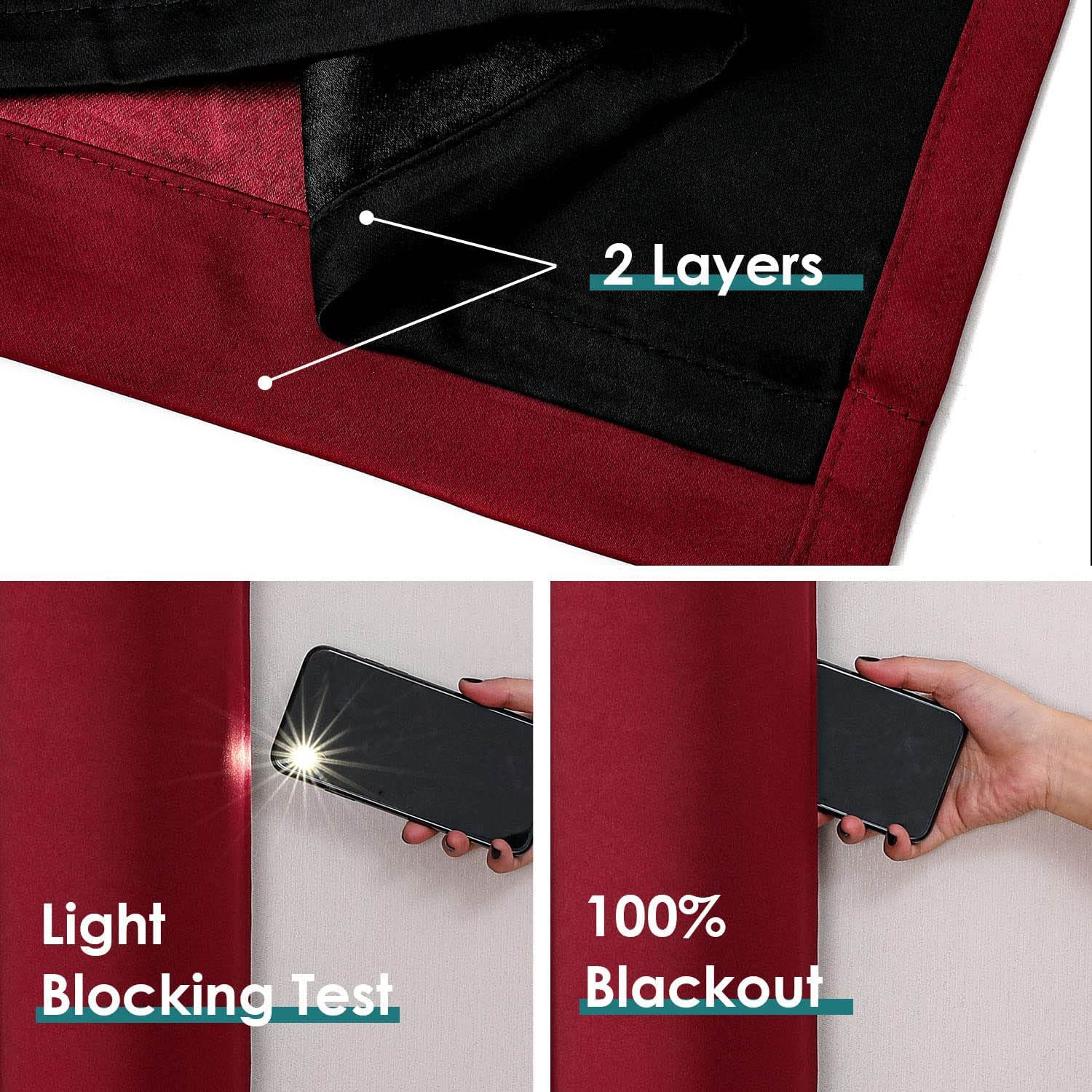 ChrisDowa 100% Blackout Curtains for Bedroom 102 Inches Long 2 Panels Set
