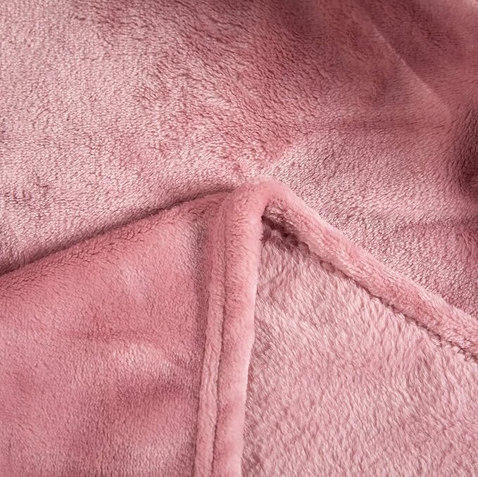 TASTHROW Large Flannel Fleece Throw Blanket, 60×80 Inch - Cozy Lightweight Thick Blanket - All Seasons Suitable for Women, Men and Kids (Pink)