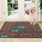 Bulijojo Sturdy Front Entrance Doormats,Durable Heavy Duty Welcome Mat,Thick Absorbent Natural Rubber Non Slip Mat,Easy Clean Entryway Mat 17x30 Inch Leaves Brown