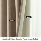 MIULEE 100% Blackout Linen Curtains 42 x 72 Inch Copper Brown 2 Panels