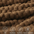 BEDELITE Fleece Blanket Twin Size for Bed Couch, 3D Jacquard Decorative Brown Throw, Soft and Cozy Warm Plush Fuzzy Blanket All Seasons Suitable, 60x80Inches