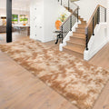 JiaoBaba Super Soft Fluffy Living Room Area Rugs 3x10 ft Tie-Dyed Beige Shaggy Furry Carpet Washable Non-Slip Floor Rug Bedroom Bedside Nursery Rug Fuzzy Girls Boy Reduce Noise Dorm Home Decor