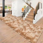 JiaoBaba Super Soft Fluffy Living Room Area Rugs 3x10 ft Tie-Dyed Beige Shaggy Furry Carpet Washable Non-Slip Floor Rug Bedroom Bedside Nursery Rug Fuzzy Girls Boy Reduce Noise Dorm Home Decor