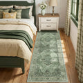 RELEANY Washable Area Rug, Runner 3'x8', Green/Dark Green/Gray