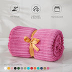 BEDELITE Fleece Blanket Twin Size – 3D Ribbed Jacquard Soft and Warm Decorative Fuzzy Blankets – Cozy, Fluffy, Plush Lightweight Throw Blankets for Couch, Bed, Sofa(Hot Pink, 60x80 inches)