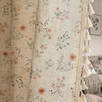 XOGUIBO Boho Floral Light Filtering Curtains 84 Inch 2 Panels Linen Texture