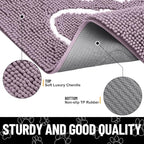 Smiry Dog Door Mat for Muddy Paws, Absorbent Dirt Trapper Non Slip Quick Dry Washable Chenille Mat for Mud Dogs, Entry Rug for Indoor and Outdoor (30x20 Inches, Deep Plum and White)