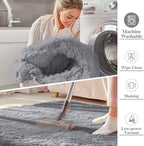 OLANLY 6x7 Area Rugs for Living Room Bedroom, Machine Washable Soft Fluffy Shaggy Bedside Rug, Indoor Floor Carpet for Kids Girls and Boys, Dorms, Nursery Rooms, Home Decor Aesthetic, Light Grey