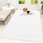 OLANLY Dog Door Mat for Muddy Paws 70x46, Absorbs Moisture and Dirt, Absorbent Non-Slip Washable Doormat, Quick Dry Chenille Mud Mat for Dogs, Entry Indoor Entryway Carpet for Inside Floor, White