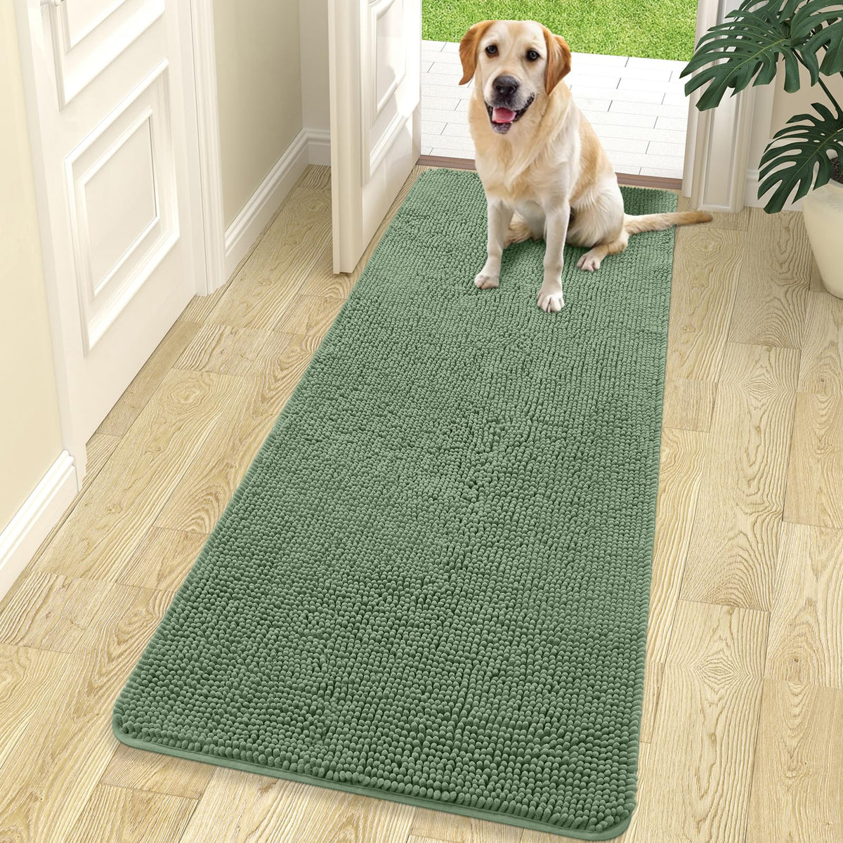 OLANLY Dog Door Mat for Muddy Paws 70x24, Super Absorbent Chenille Mud Mat