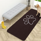OLANLY Dog Door Mat for Muddy Paws 59x24, Paw Print Design, Absorbs Moisture and Dirt, Absorbent Non-Slip Washable Doormat, Quick Dry Chenille Mud Mat for Dogs, Entry Indoor Entryway Carpet, Brown