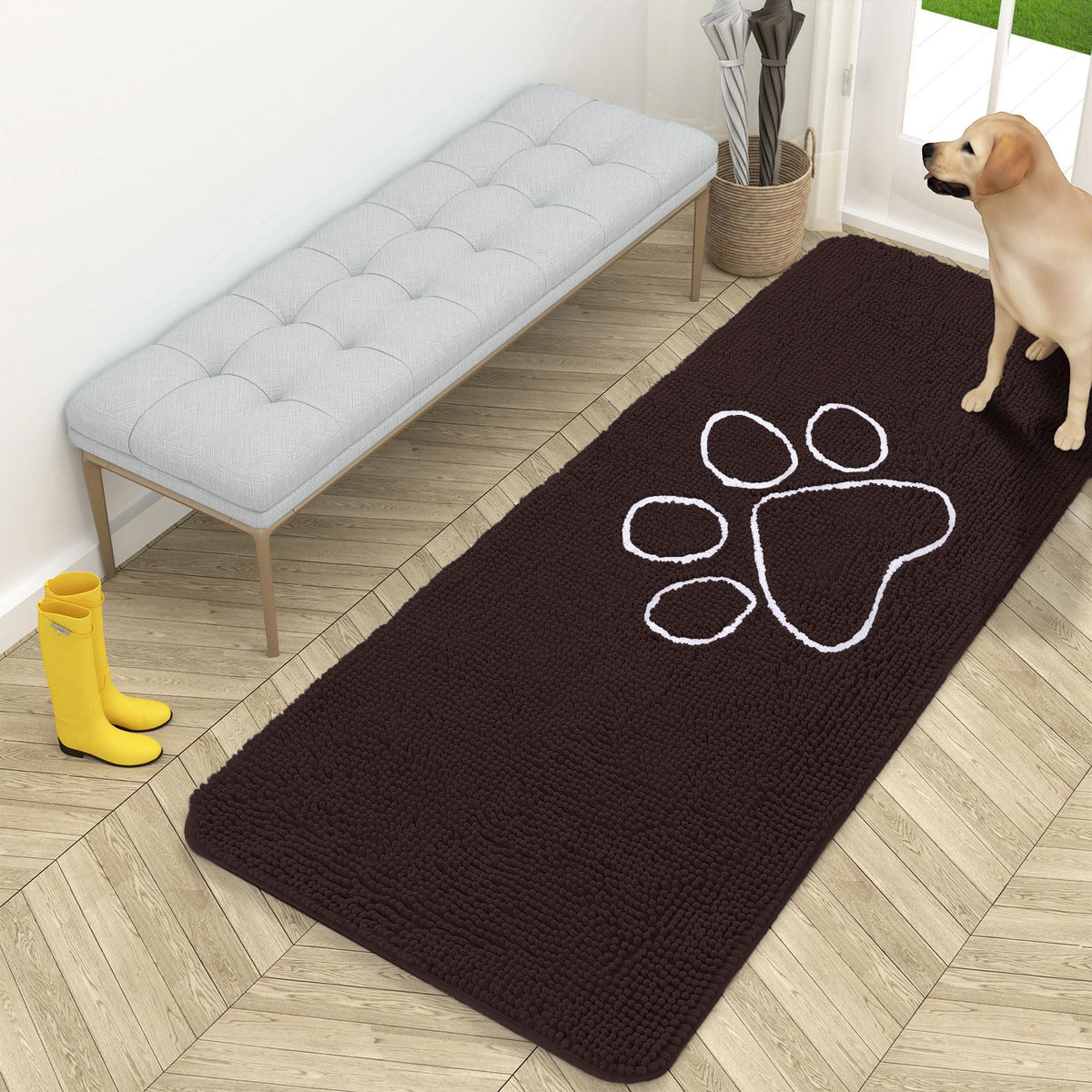 OLANLY Dog Door Mat for Muddy Paws 59x24, Super Absorbent Chenille Mud Mat