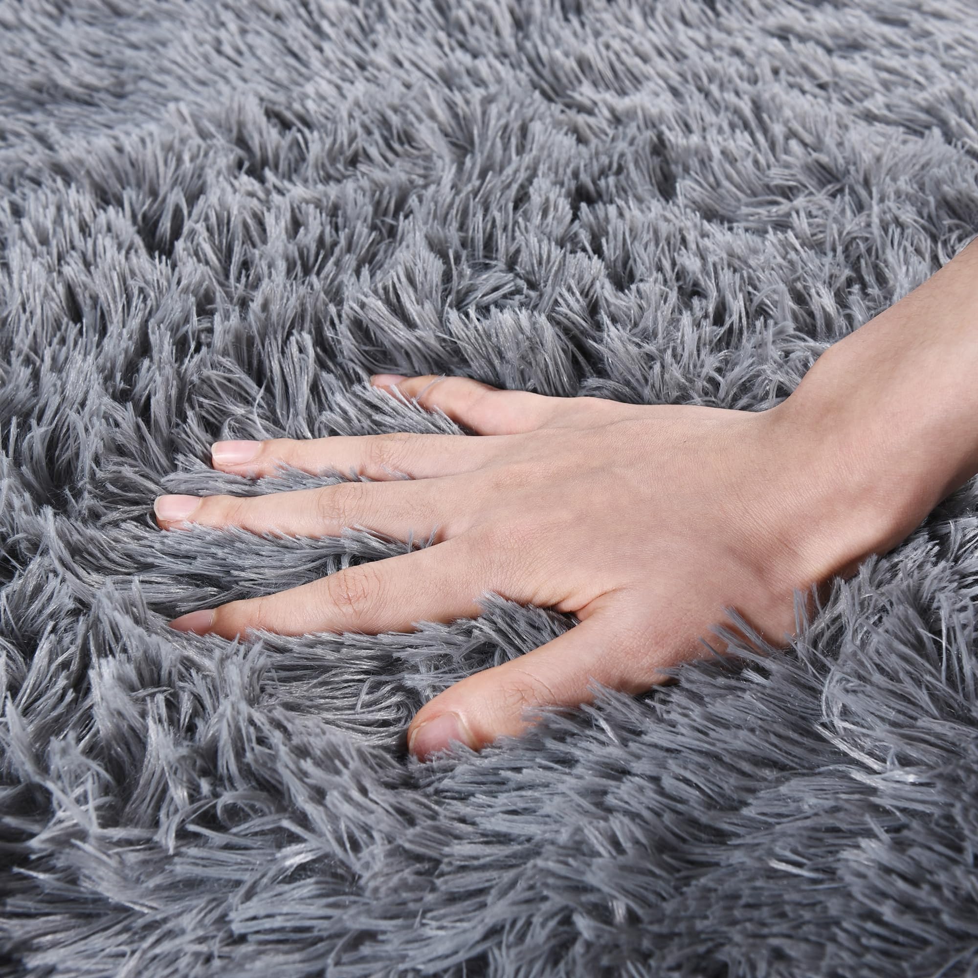 Quntue Runner Rugs for Bedroom 2x6 Rug Runners for Hallways Non Slip Soft Shag Bedside Rug, Fluffy Area Rug Throw Rugs for Living Room, Floor Carpet Runner for Nursery Kids Dorm, Grey