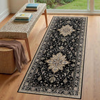 Area Rugs 3'x6' Runner Rug Non Slip Washable for Kitchen Hallway Bedroom Beside Laundry Room Bathroom Rug, Floor Carpet, Black Brown Neutral Dark Tan