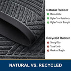 Smiry Front Door Mat Outside Entrance, Heavy Duty Sturdy Natural Rubber Doormat, Trap Dirt and Moisture, Easy Clean Low Profile Welcome Floor Mats for Indoor Outdoor Entry, 59x34 Inch, Grey