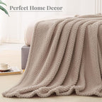 Whale Flotilla Twin Size Fuzzy Fleece Blanket for Bed, 60x80 Inch Fluffy Warm Soft Jacquard Blankets for All Season, Lightweight and Cozy, Camel