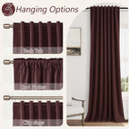 Guken 100% Blackout Curtains 90 Inch Length 2 Panels Set for Living Room Bedroom Back Tab Thermal Insulated Black Out Linen Drapes Room Darkening Reddish Brown,52x90