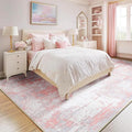 Washable Area Rugs Square 7ft Non-Slip Modern Abstract Soft for Living Room Entryway Bedroom Nursery, Print Pattern, Grey Pink