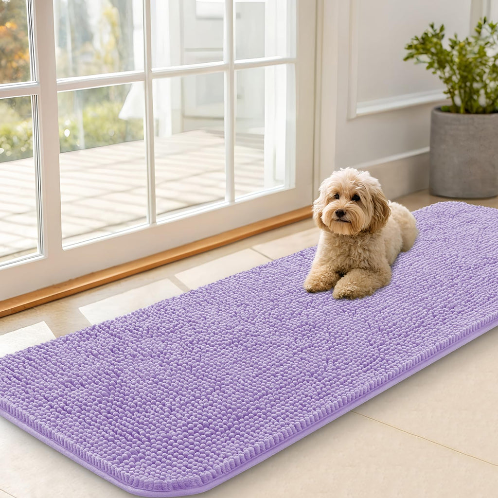 OLANLY Dog Door Mat for Muddy Paws 59x20, Super Absorbent Chenille Mud Mat