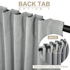 Linen Textured Total Blackout Curtains for Bedroom 102 Inches Long, Grey