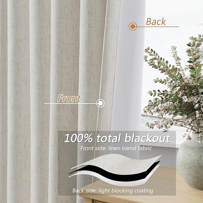 Guken 11 FT Extra Long Boho 100% Blackout Curtains 132 Inch Length 2 Panels Set Back Tab Thermal Insulated Black Out Tall Windows Drapes for High Ceiling Living Room Bedroom, 52x132