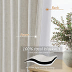 Guken 102 Inches Extra Long Boho 100% Blackout Linen Curtains 2 Panels Set for Living Room Bedroom Back Tab Thermal Insulated Black Out High End Drapes Room Darkening Window Curtain