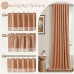 Guken 100% Blackout Curtains 120 Inch Length 2 Panels Set for Living Room Bedroom Back Tab Thermal Insulated Black Out Linen Drapes Room Darkening Peach Quartz,52x120