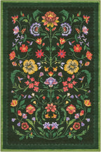 GarveeHome Protea Floral Rug for Entryway 2x3 Rugs Machine Washable Boho Small Area Rug Non-Slip Low-Pile Front Door Soft Mat for Entrance, Bedroom, Kitchen, Laundry, Bathroom, Forest Green