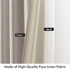 MIULEE 100% Blackout Linen Curtains for Bedroom 42 x 72 Inch Ivory 2 Panels