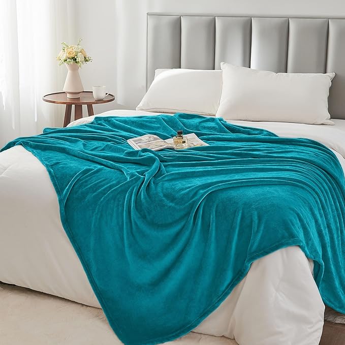 BEDELITE Fleece Blanket Soft Plush Throw for Couch Teal Blue 50"x60"