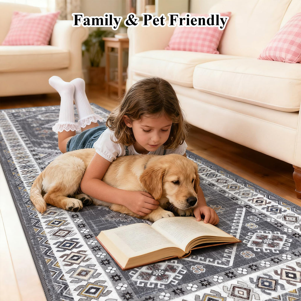HEBE Boho Kitchen Mats for Floor 24''x72'', Non Slip Washable Runner Rug