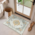 RELEANY Washable Area Rug, Small 2'x3', Beige/Carbon Grey/Orange
