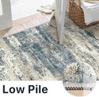 Runner Rug for Hallway Kitchen, 2'6"x10' Machine Washable Runners Rug for Entryway, Soft Modern Abstract Throw Rugs, Low Pile Floor Cover with Non Slip Backing, Navy Beige