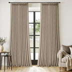 MIULEE Pinch Pleated Thick Linen Curtains 108 Inches Length 2 Panels for Living Room Bedroom, Extra Long Pinch Pleat Drapes Back Tab Light Filtering Grey Beige Foor to Ceiling Curtains with Hooks