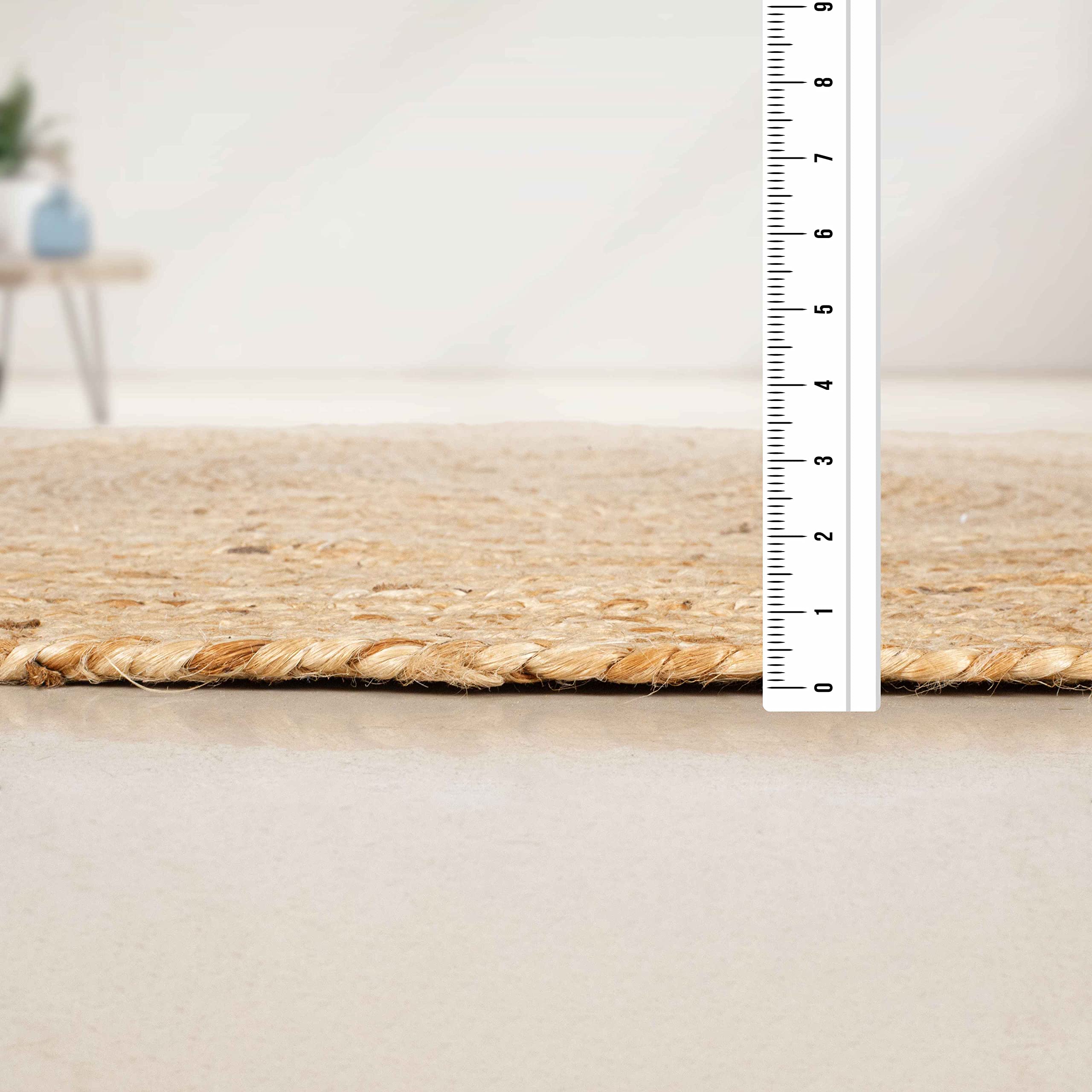 Hausattire Jute Braided Round Rug, Natural, 3 ft